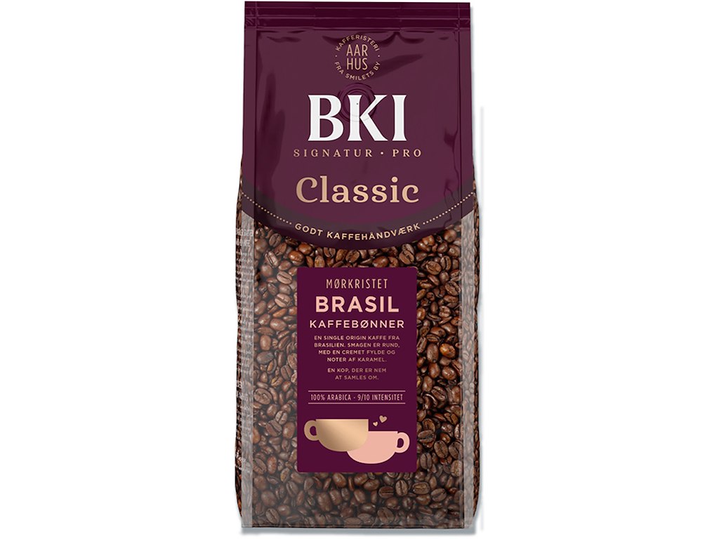 Kaffe, Hele bønner, Mørkristet, 1000 g, 1 pose, BKI Classic Brasil