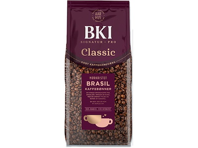 Kaffe, Hele bønner, Mørkristet, 1000 g, 1 pose, BKI Classic Brasil