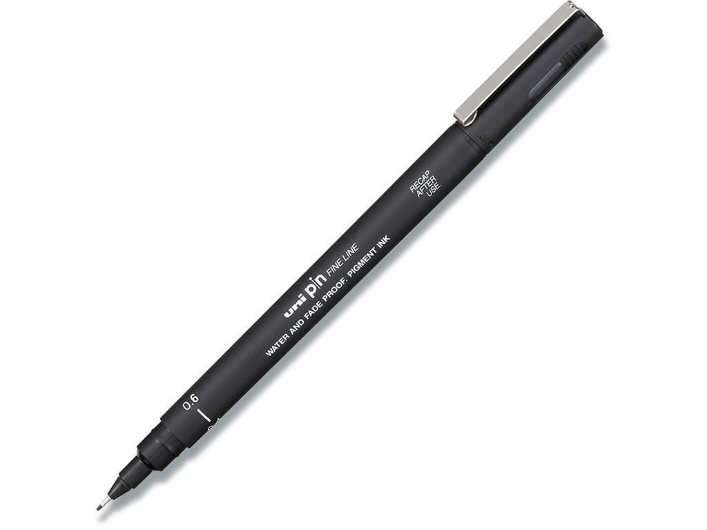 Fineliner, Sort, 0.6 mm, 1 stk, uni pin 200