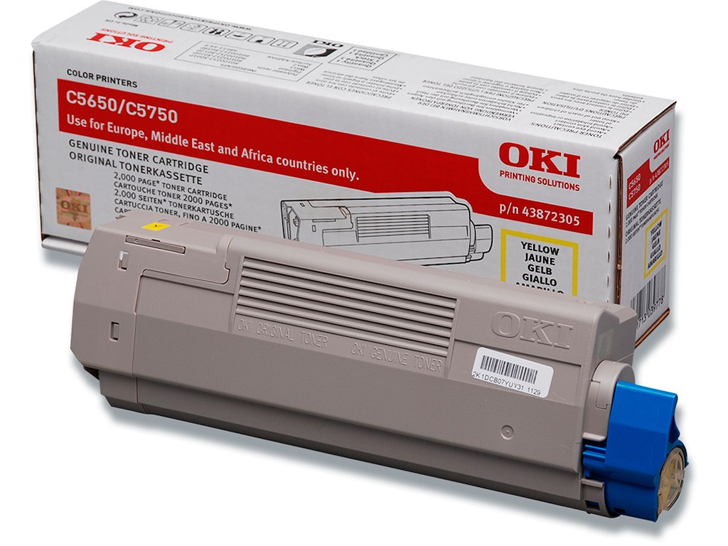Toner, C5650-5750, Yellow-gul, 2.000 sider, OKI 43872305