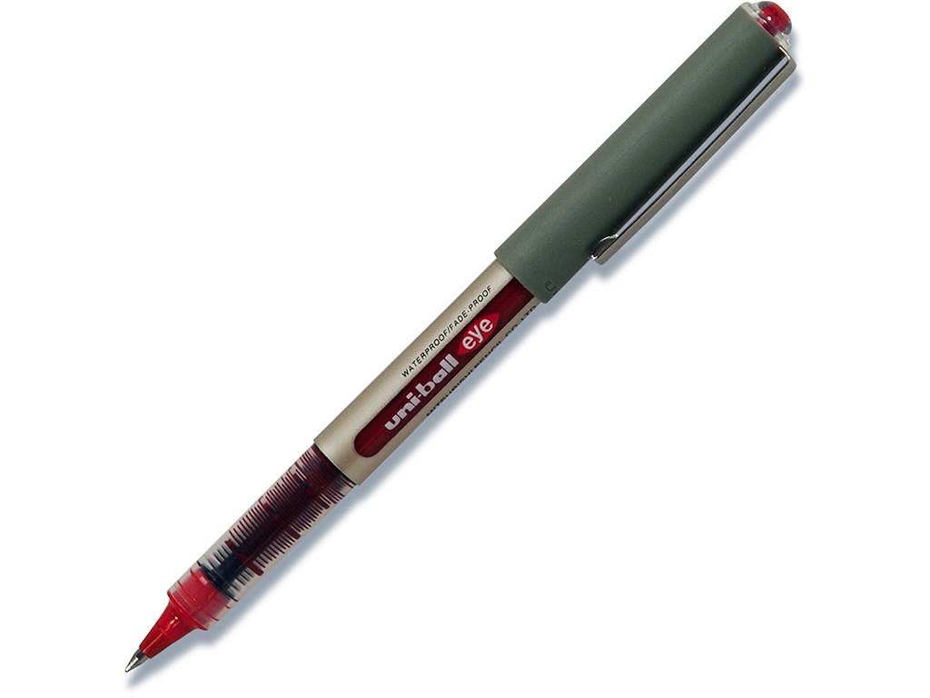 Rollerball pen, 0.7 mm, 0.3 mm, Mørkerød, uni-ball Eye Fine UB-157-50