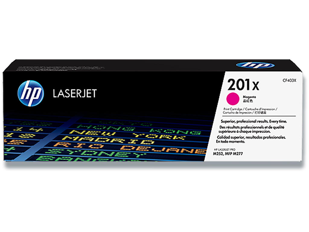 Toner, 201X, Magenta-rød, 2.300 sider, HP CF403X
