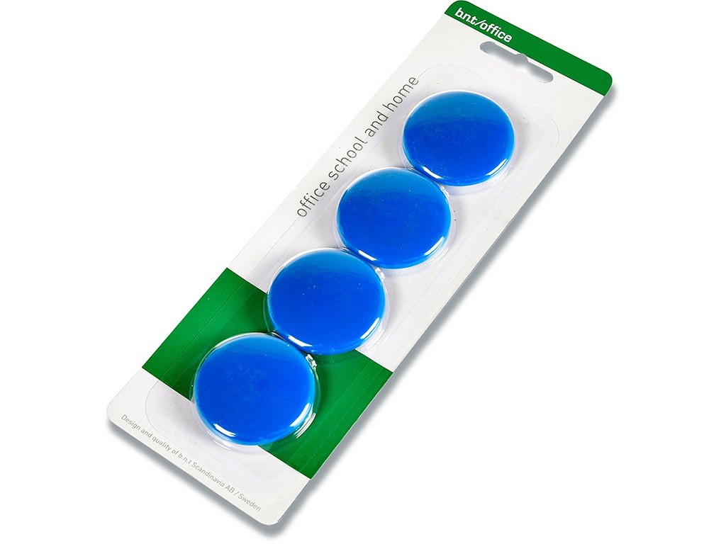 Magneter, Blå, Ø4 cm, 4 stk, BNT Office 
