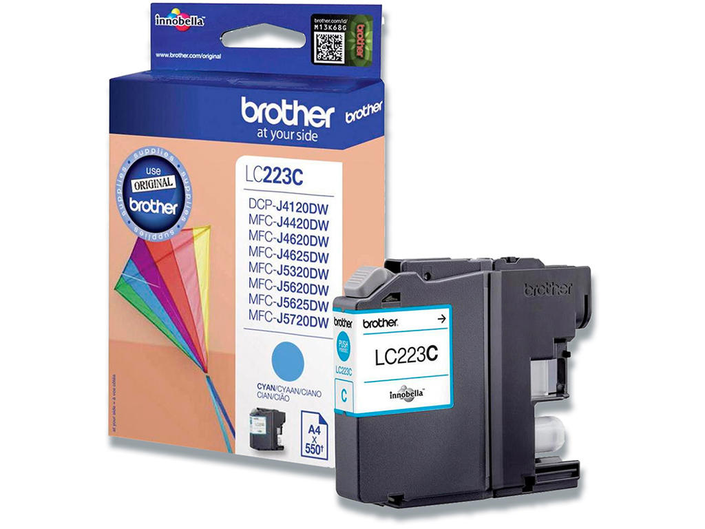 Blækpatron, 1 stk, 550 sider, Cyan-blå, Brother LC223C