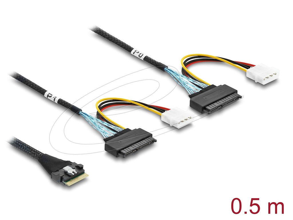 DeLOCK 82296 Serial Attached SCSI (SAS)-kabel 0,5 m 16 Gbit/sek. Sort