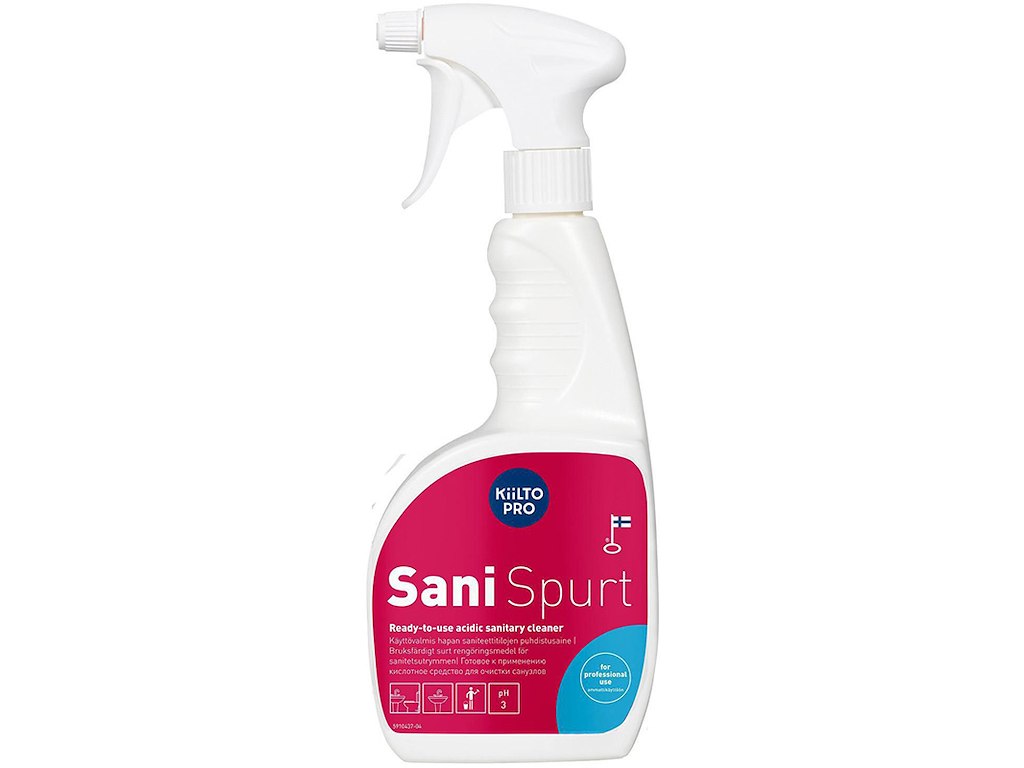 Sanitetsrengøring, Sur, Uden farve og parfume, 750 ml, Kiilto Pro Sani Spurt