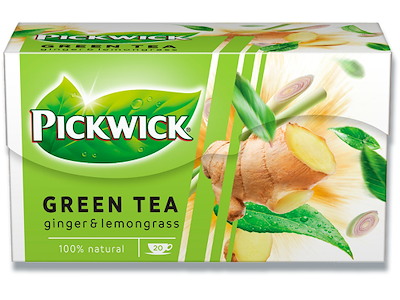Brev-the, Grøn the med Ingefær & Citrongræs, 20 breve æsken, 1 æske, Pickwick 