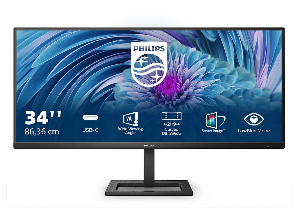 Philips E Line 346E2LAE/00 computerskærm 86,4 cm (34") 3440 x 1440 pixel Wide Quad HD LCD Sort