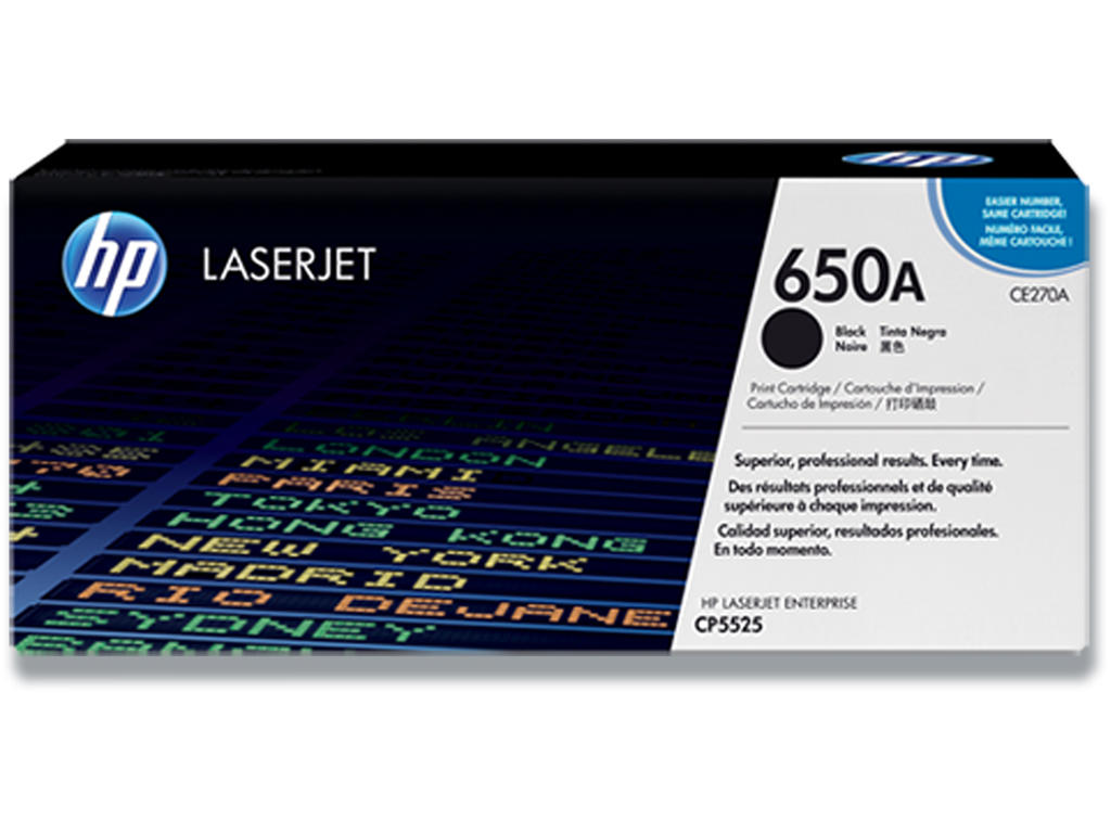 Toner, 650A, Black-sort, 13.500 sider, HP CE270A