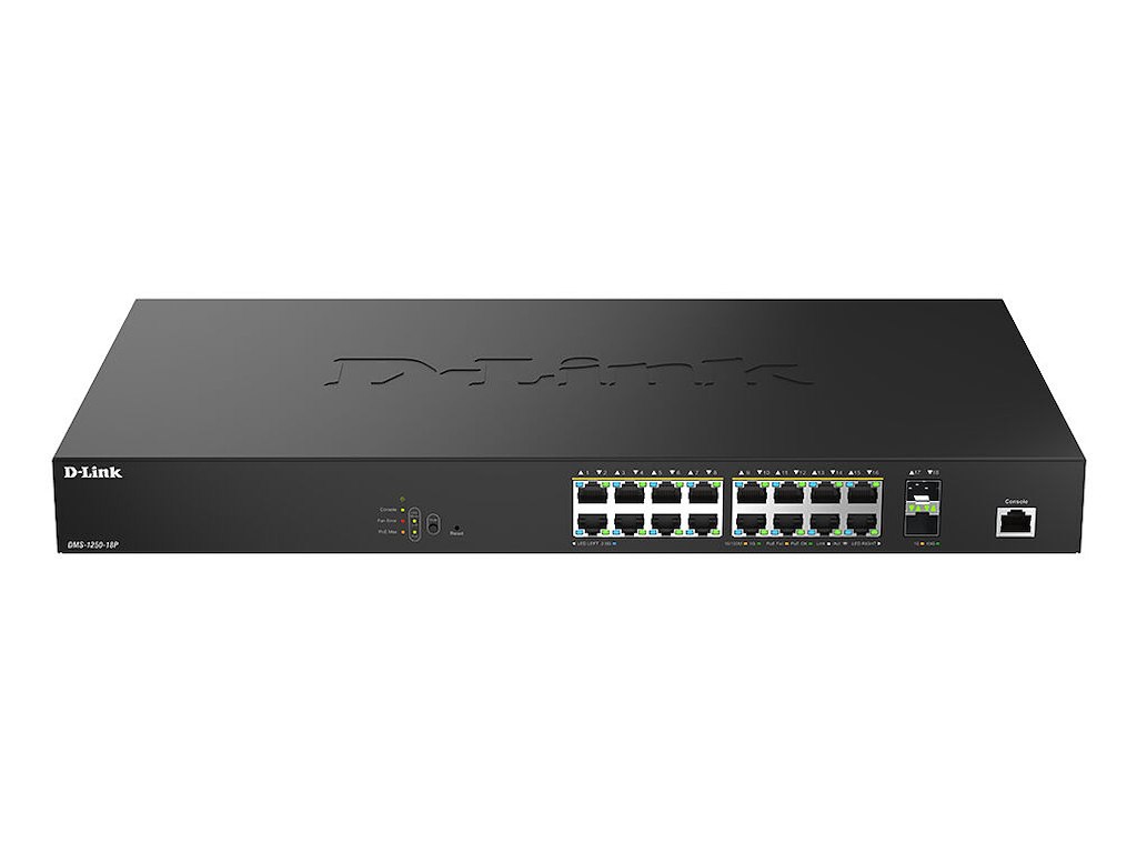 D-Link DMS-1250-18P/E netværksswitch Administreret L2 2.5G Ethernet (100/1000/2500) Strøm over Ethernet (PoE) Sort