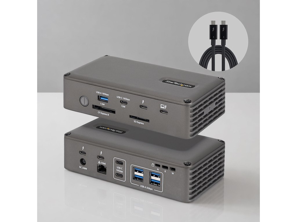 StarTech.com 183UE-TB5USB4DOCK dockingstation Ledningsført Thunderbolt 5 Grå