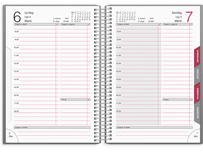 Kalender, 2027, Dag, 1 dag pr. side, Grå, Mayland