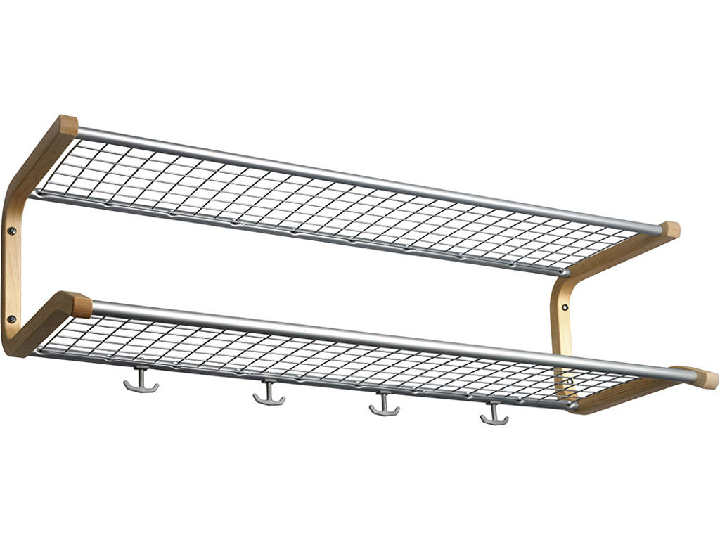 Hattehylde, Anna, L=1000 mm grå/birk dobbel usamlet, Essem Design DK