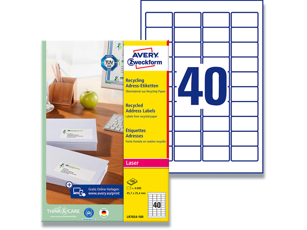 Etiketter, 45.7x25.4 mm, Råhvid, 4.000 etiketter i alt, Avery QuickPEEL 