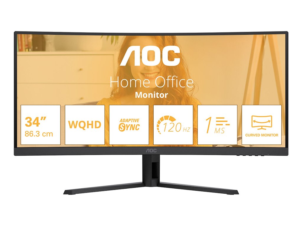 AOC B3 CU34B3E computerskærm 86,4 cm (34") 3440 x 1440 pixel Wide Quad HD LED Sort