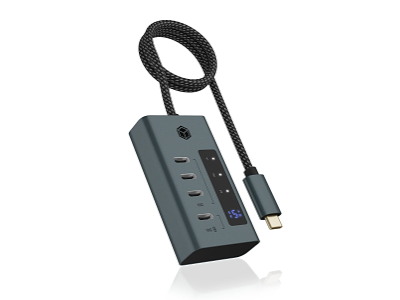ICY BOX IB-HUB1454-C31 USB 3.2 Gen 1 (3.1 Gen 1) Type-C 10000 Mbit/s Blå, Grå