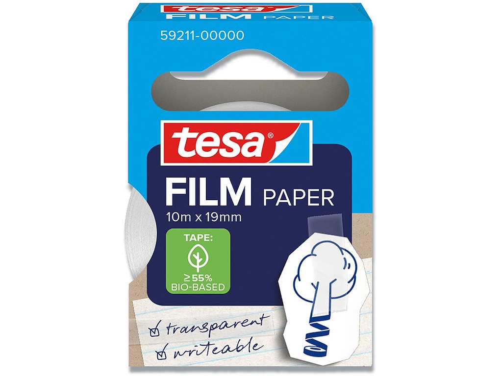 Tape, 19mm x 10m, 1 rulle, Transparent, Tesa Tesafilm Paper