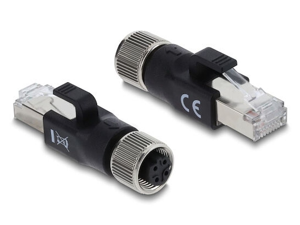 DeLOCK 90832 kabel kønsskifter M12 4-pin RJ-45 Sort
