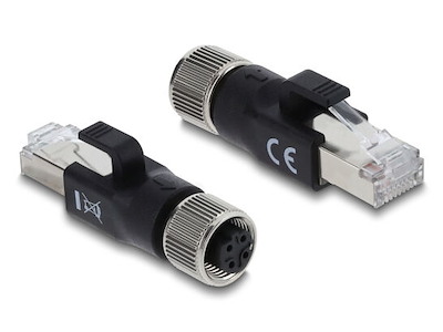 DeLOCK 90832 kabel kønsskifter M12 4-pin RJ-45 Sort