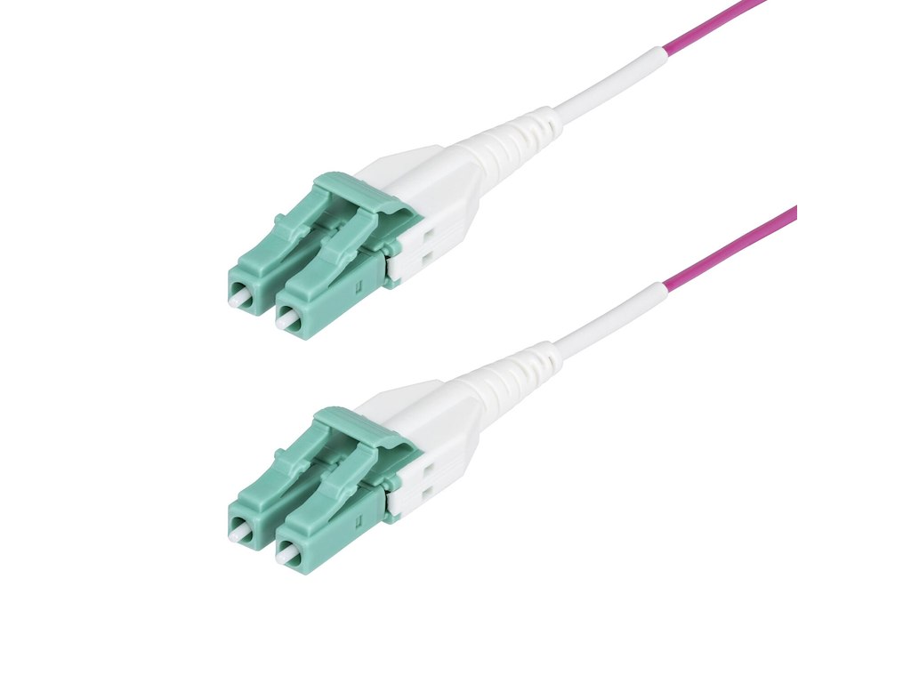 StarTech.com 7m (23ft) LC to LC (UPC) OM4 Multimode Fiber Optic Cable, Erika Violet, 50/125µm, 40G/100G, LOMMF/VCSEL, Uniboot Fiber Jumper Cord, OFNR Riser Rated