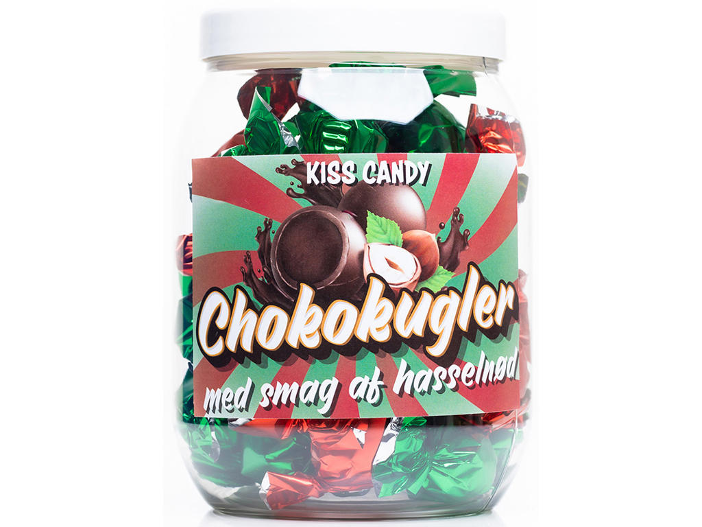Choko-kugler, Hasselnød, 450g, Kiss Candy