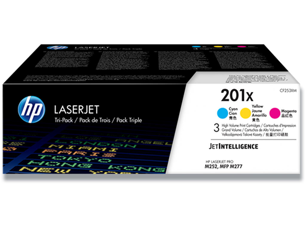 Tonere, 201X, 3 farver, Tri pack, HP CF253XM