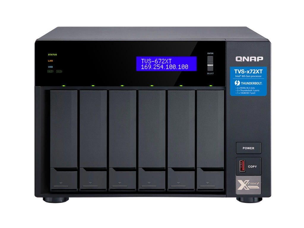 QNAP TVS-672XT NAS Tower Intel® Core™ i3 8 GB DDR4 0 TB QNAP QTS Sort
