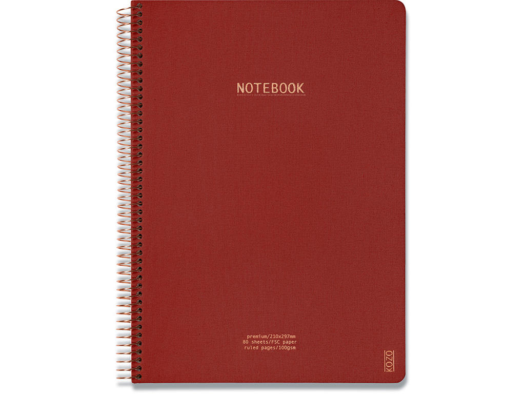 Notesblok, A4, Linjeret, Bric, Kozo Premium