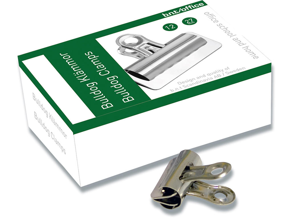 Klemme, Bulldog, 27 mm, 12 stk, BNT Office 