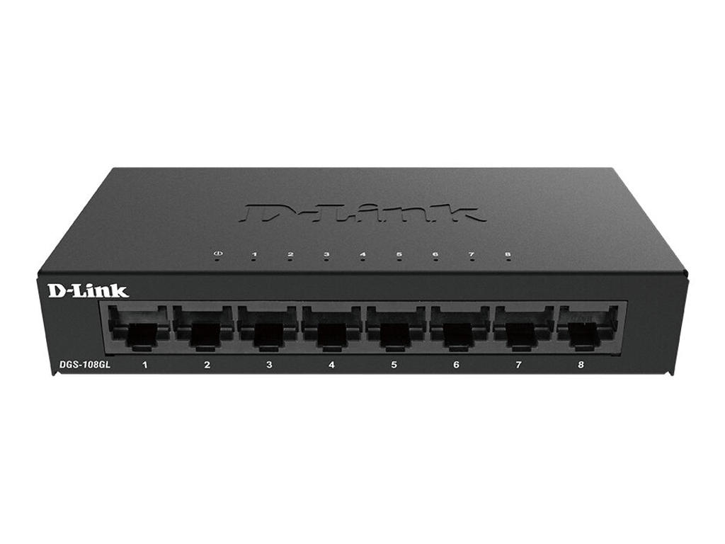 D-Link DGS-108GL Ikke administreret Gigabit Ethernet (10/100/1000) Sort