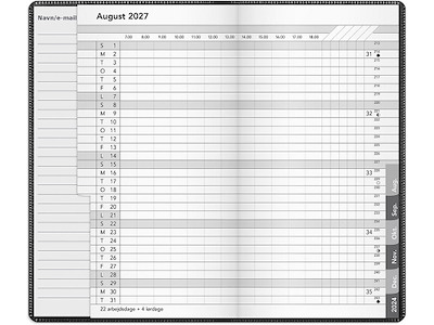 Planner, 2027, Basic Index, 1 måned pr. opslag, Sort, Mayland