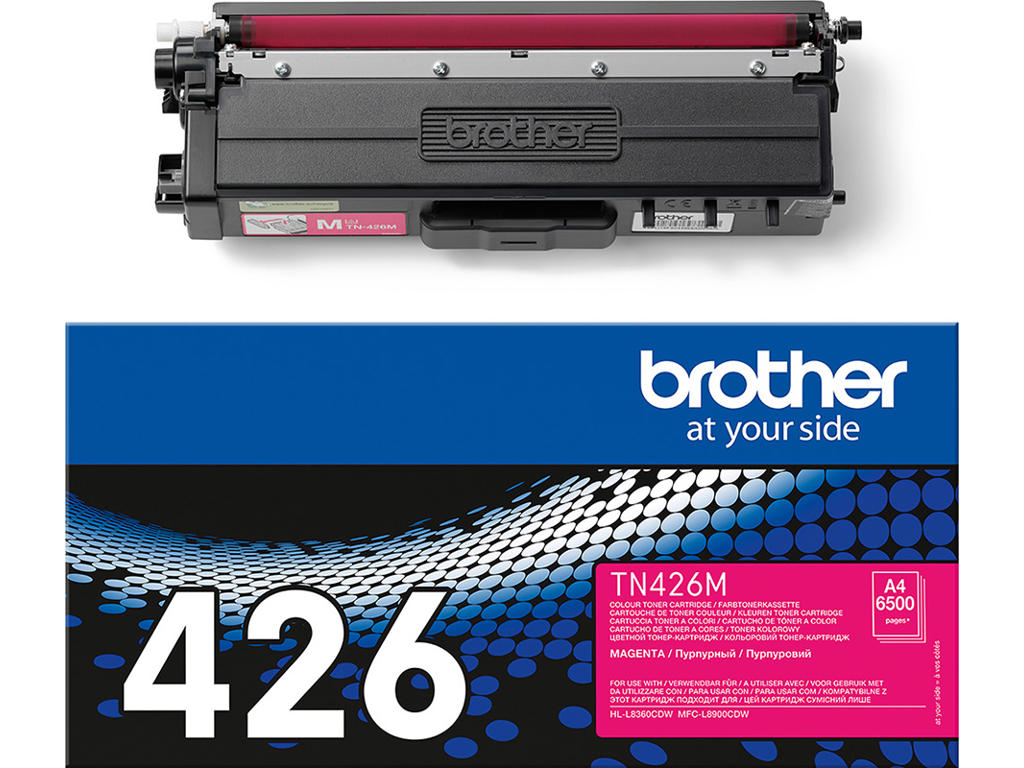 Toner, TN426M, Magenta-rød, 6.500 sider, Brother 