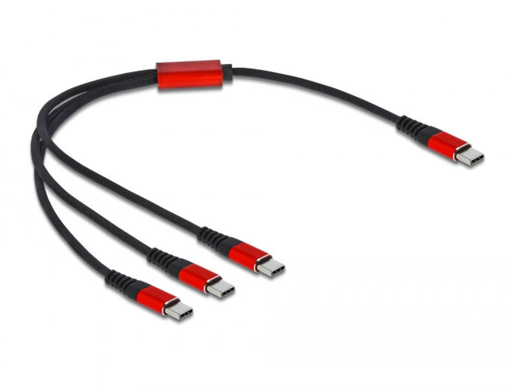 DeLOCK 86712 USB-kabel USB 2.0 0,3 m USB C 3 x USB C Sort, Rød