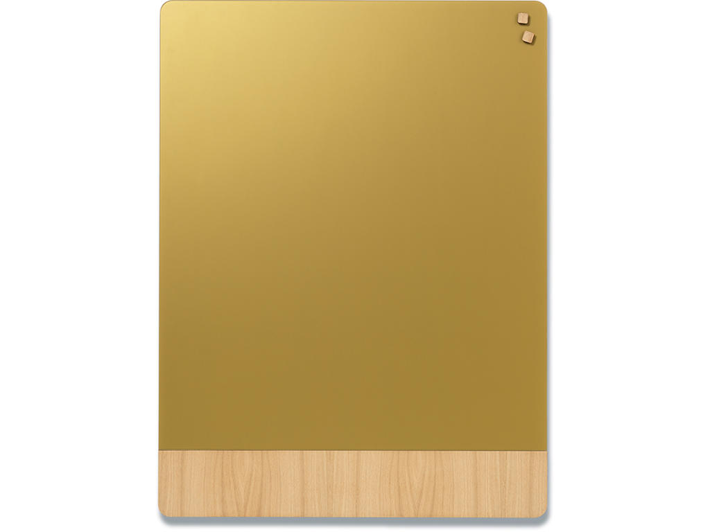 Glastavle, Magnetisk, 90x120 cm, Mat guld på egefiner bund, Naga