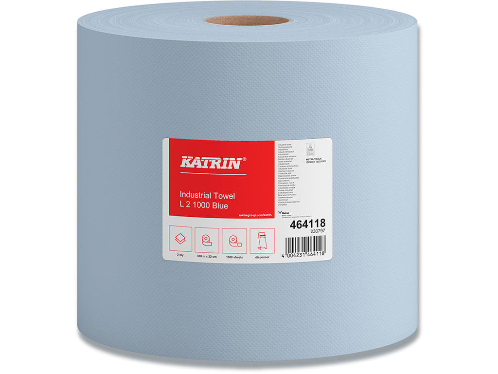 Aftørringsrulle, Udvendig oprulning, 2 lag, 2 ruller, Katrin L