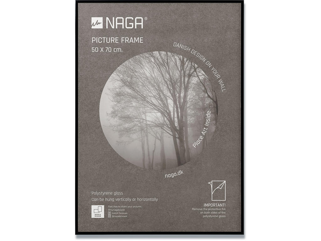Fotoramme, 50x70 cm, Sort, Aluminium, Naga