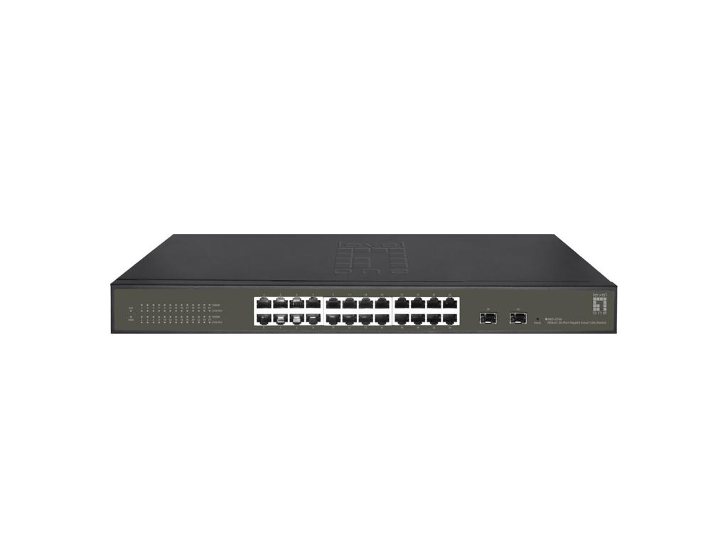 LevelOne Hilbert 26-Port Gigabit Smart Lite Switch, 24 x Gigabit RJ45, 2 x Gigabit SFP