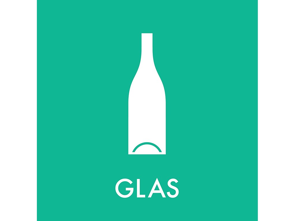 Affaldspiktogram, 6x6 cm, Klistermærke, Glas