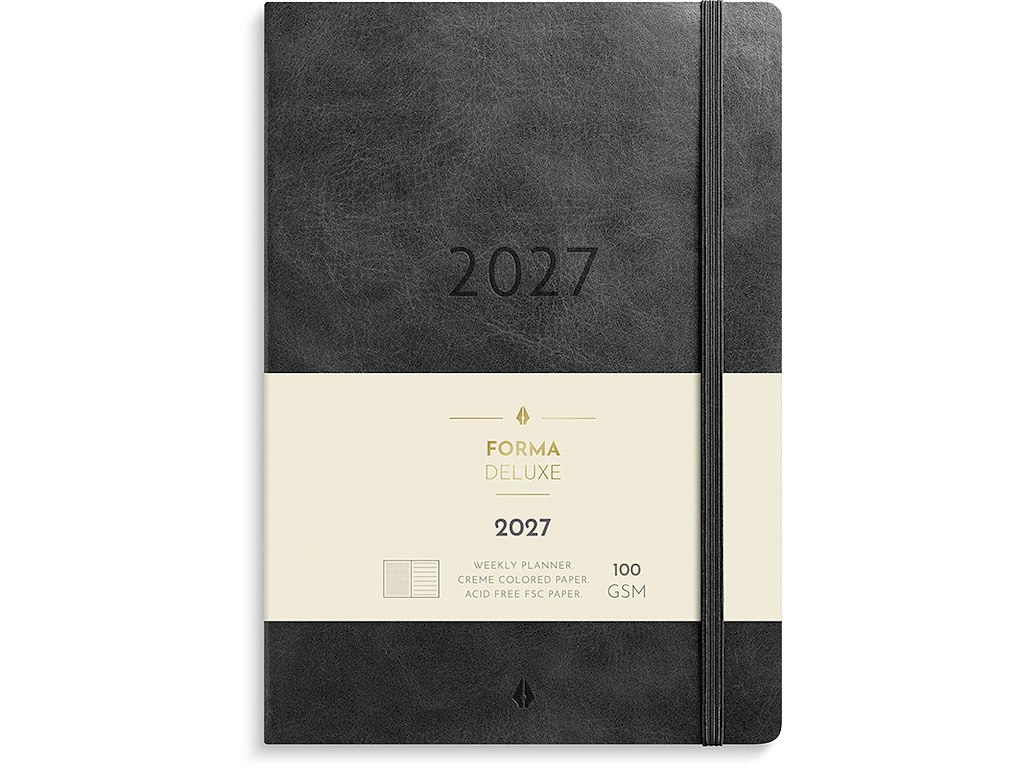 Kalender, 2027, A5 Forma Deluxe Tværformat, 1 uge pr. opslag, Sort, Mayland