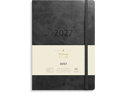 Kalender, 2027, A5 Forma Deluxe Tværformat, 1 uge pr. opslag, Sort, Mayland