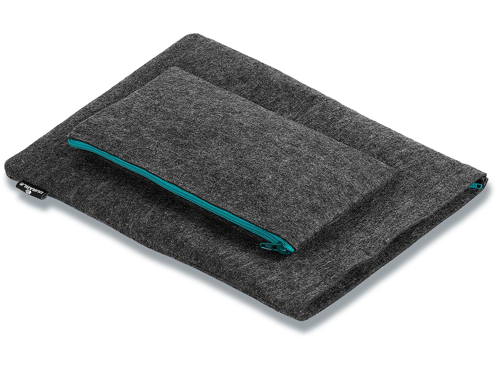 Sleeve, 13'' Laptops Notebooks, PET-filt, Mørkegrå med grøn effekt, Durable EFFECT MultiBag