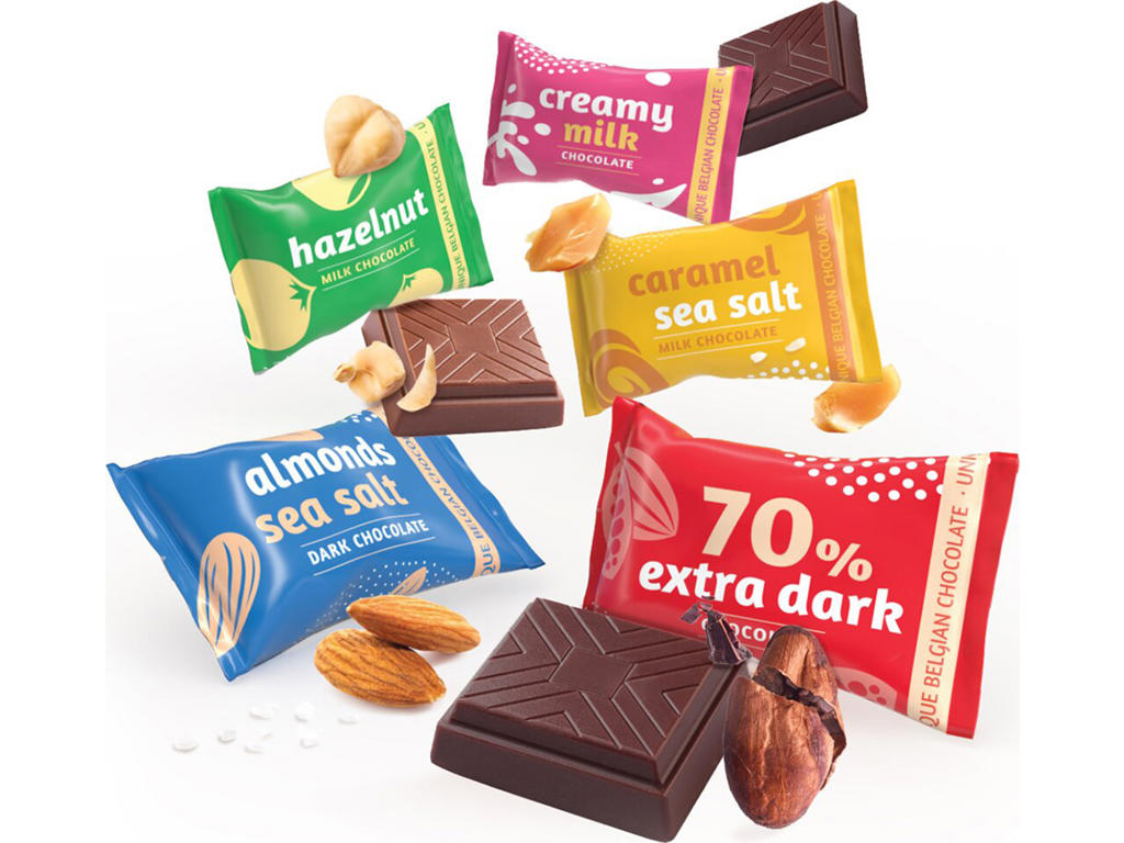 Chokolade, Blandet, 1000 g, ca. 110 stk, Cachet Minis Mix