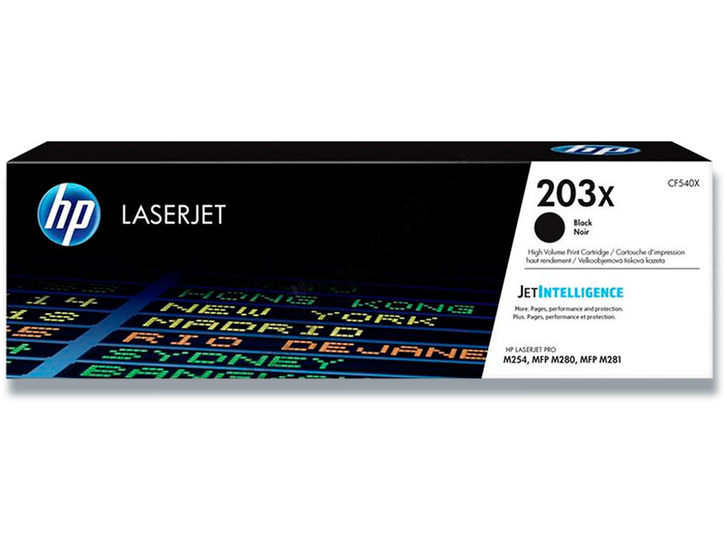 Toner, 203X, Black-sort, 3.200 sider, HP CF540X