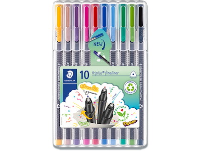 Fineliner, Assorteret, 0.3 mm, 10 stk, Staedtler Triplus 334