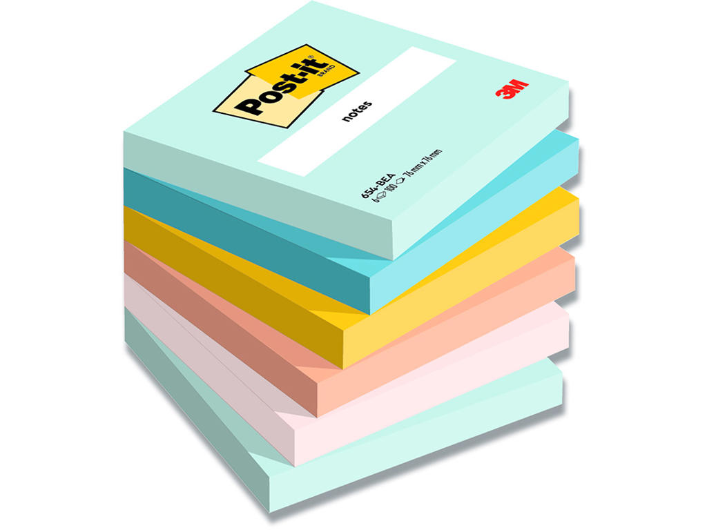 Memonotes, 76x76 mm, Assorteret Beachside, 6 blokke, Post-it 