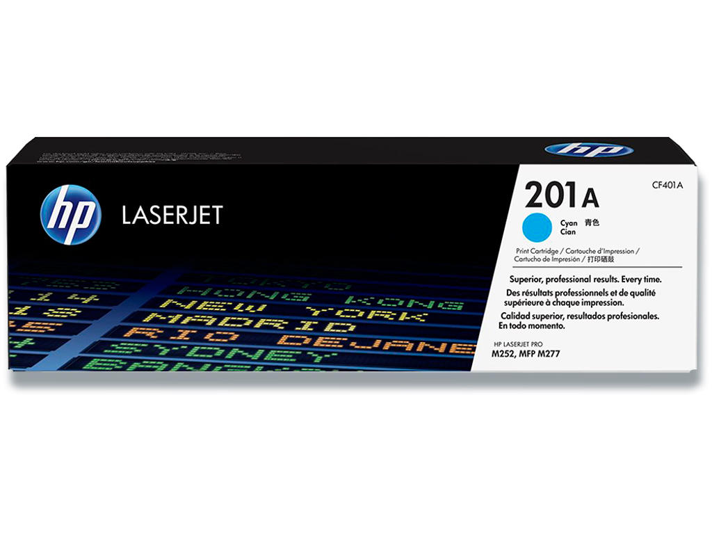 Toner, 201A, Cyan-blå, 1.400 sider, HP CF401A