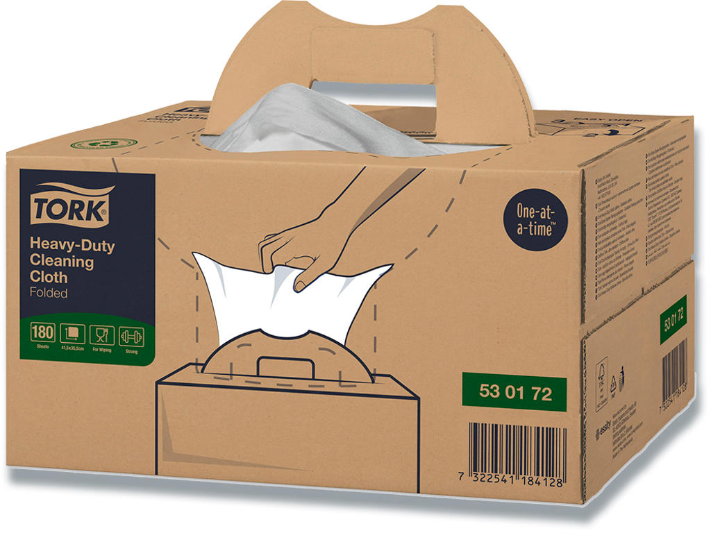 Aftørringsklud, Industri, 1 lag, 180 klude, Tork Kraftig W7