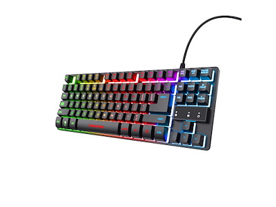 Trust GXT 833 Thado tastatur Spil USB Hollandsk Sort, Sølv