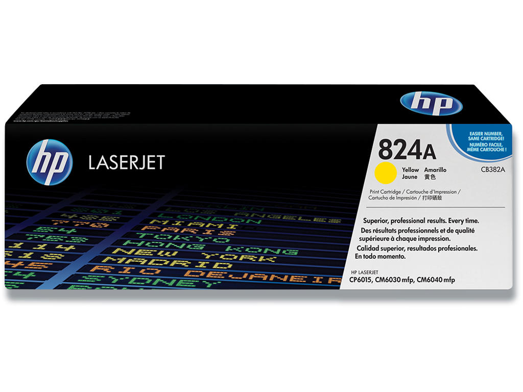 Toner, 824A, Yellow-gul, 21.000 sider, HP CB382A