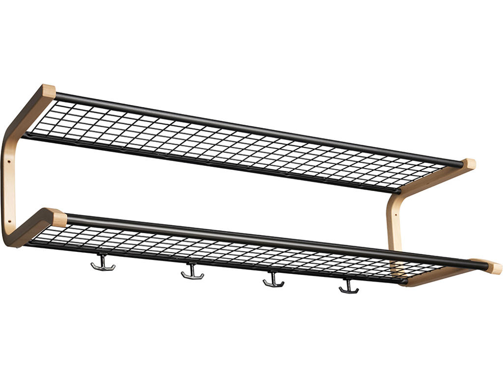 Hattehylde, Anna, L=600 mm sort/bøg dobbel usamlet, Essem Design DK